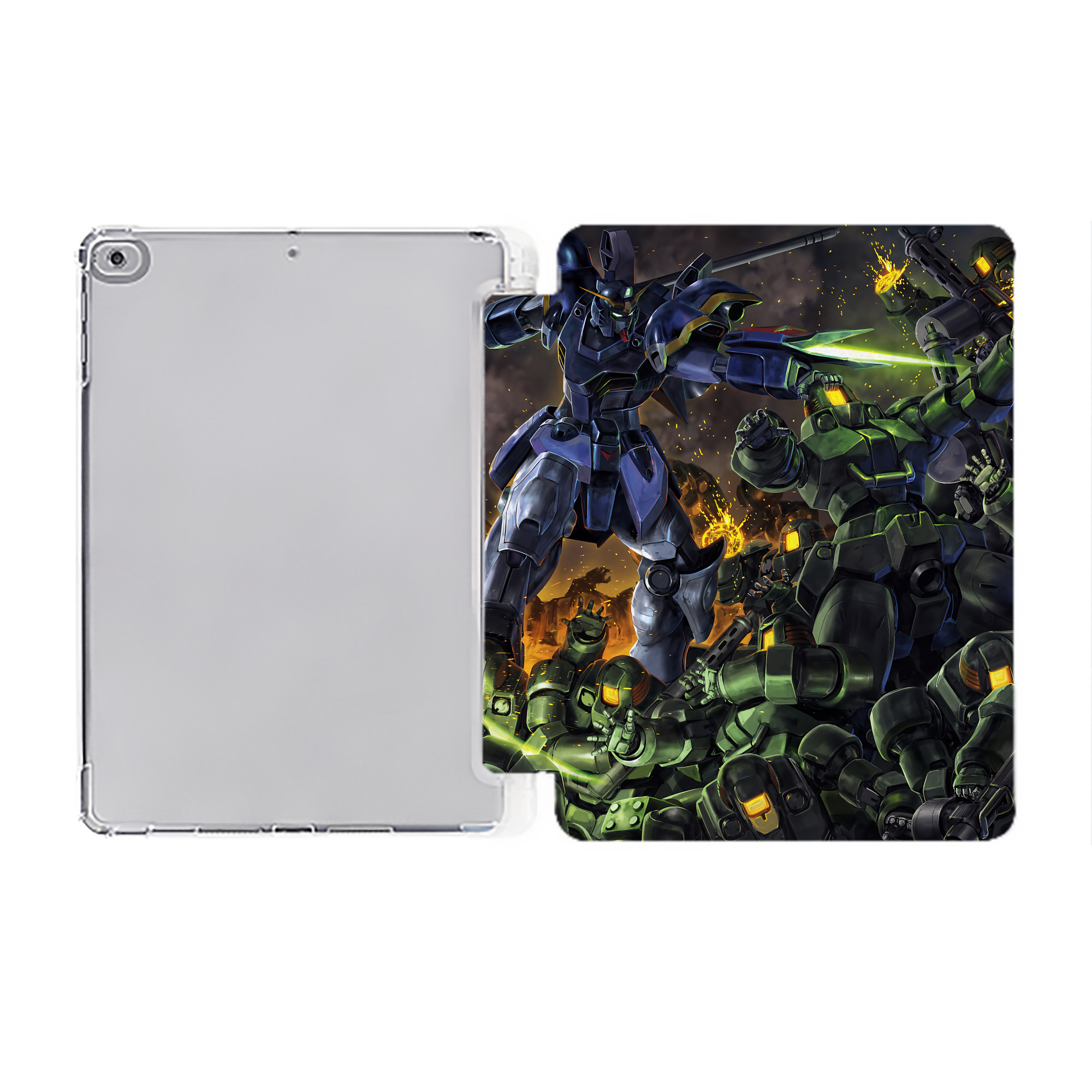 （画像用） 機動戦士ガンダム Mobile Suit Gundam IPad ケース ペン収納付き 三つ折りスタンド PUレザー×シリコン 対応機種9.5/10.5/10.9インチ